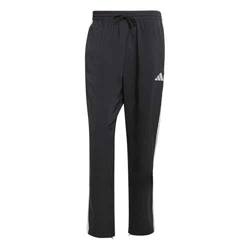 adidas Hombre Essential Three Stripes Stanford Pant Open HEM, Black/White, XXL