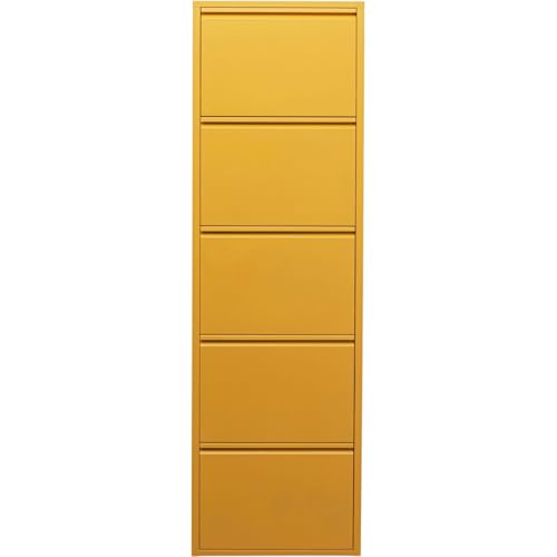 KARE Caruso Boîte à Chaussures Design en Acier 5 Compartiments pour 10 Paires de Chaussures Jaune 170 x 50 x 15 cm