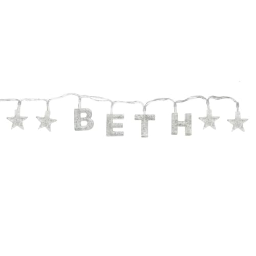 Guirlande lumineuse LED décorative d'intérieur BETH pour prénom personnalisé et salon chaleureux