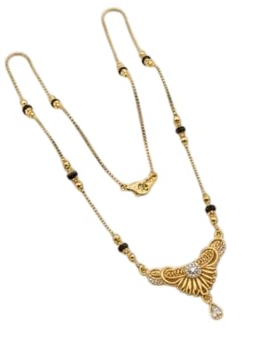 18 Inch Gold Plated Mangalsutra | 1 Gram Gold AD Crystal Black Beads Daily Wear Traditional Necklace for Women-image-37