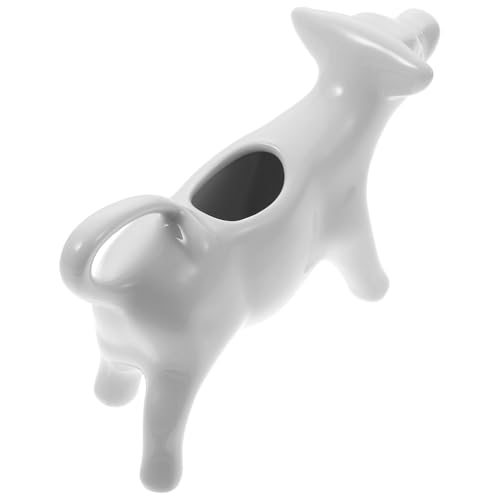 DIYEAH Brocca in Ceramica per Latte 40 Ml Bianca a Forma di Mucca Tazza per Schiumare Caffè Portatile e Leggera Contenitore Versatile per Cucina Ristorante e Hotel
