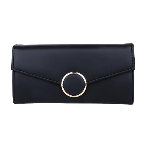 Envelope Clutch Wallet with Gold Ring Accent – Stylish Faux Leather Purse-image-6