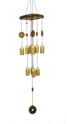 Trusmile™ Feng Shui Home Positive Energy Wooden Windchimes for Balcony Bedroom with Good Sound Vastu Garden Decor Brass Windchime Brass Windchime (25 inch, Gold)-image-11