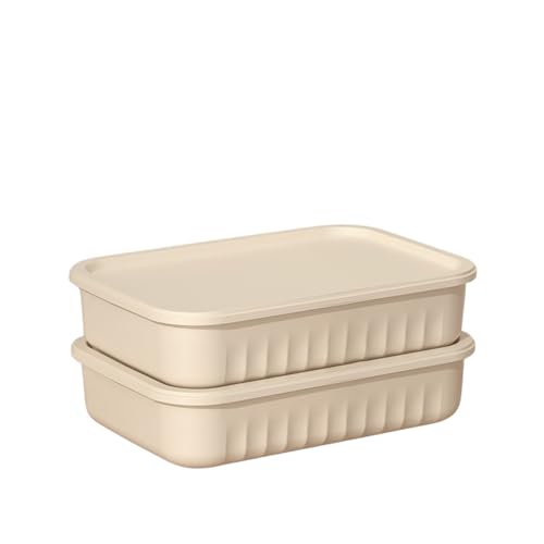 Image of HoopVool Multi Purpose Plastic Storage Bins Stackable Organizer Boxes with Lids, Stackable Crates for Home & Kitchen, items like books, clothes, snacks, toys. (Pack of 2, Small)