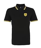 Cambridge 1969-1971 Retro Football Iconic Polo bordado Logo, negro/amarillo, L