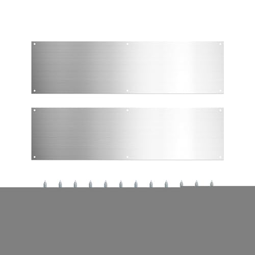 Placa De Patada De Puertas De Acero Inoxidable Satinado | Protección De Servicio Pesado | Acabado De Metal Cepillado | Auto Adhesivo O Tornillos Incluidos | Cubierta Anti -scratch | 2* Placa De Patada