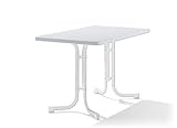 Sieger 133/W Boulevard-Klapptisch mit mecalit-Pro-Platte 115 x 70 cm, Stahlrohrgestell weiß, Tischplatte Marmordekor weiß