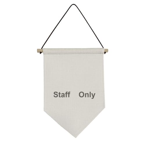 Drapeau en toile Staff Only suspendu à motif symbole noir