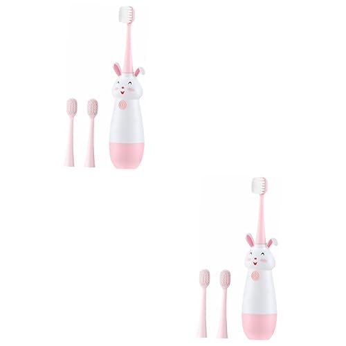 Brosse à dents électrique rose pour bébé FOMIYES en ABS avec poils souples choc Lot de 2