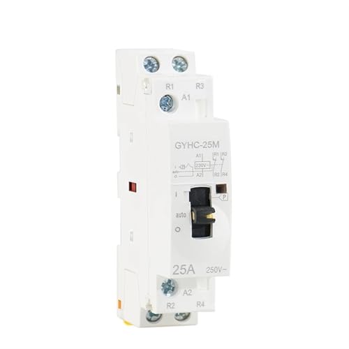 Contactor modular GYHC 2P 25A para riel DIN con control manual de 220V 4