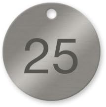 Numbered Stainless Steel Valve Tags (Numbered 1-25)