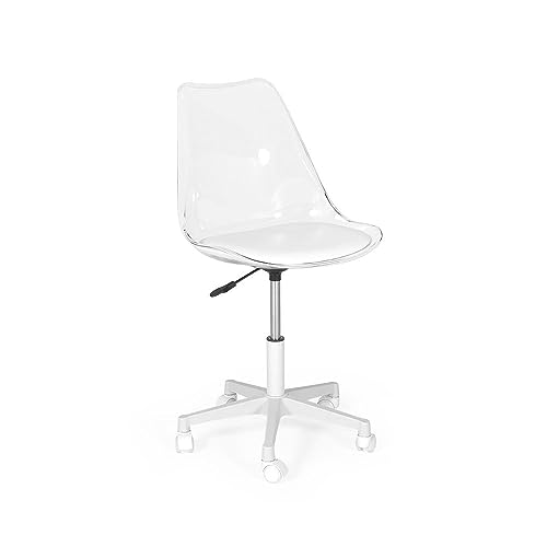 Cadeira Office Leda Acrílico Transparente Base Giratória