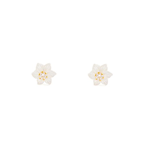 Scatola regalo Orecchini per Bambini fiore madreperla - oro giallo 18k (750)