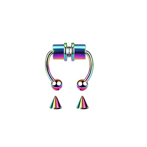CXAPRDSH Accessoires Fake Piercing Nose Bague Bague de septum for femme En acier inoxydable Magnet Septum Anneaux Goth Punk Body Hip Hop Hop Bijoux Cadeaux Piercing Au Nez(Colorful)