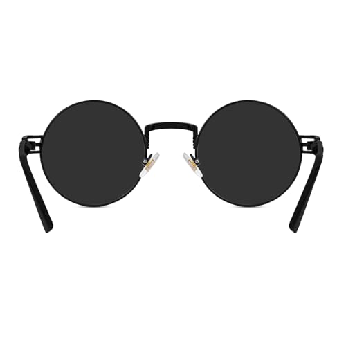 Vintage Round Steampunk Sunglasses for Women Men Circle Hippie Style Glasses Metal Frame4