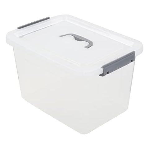 Jandson Plastic Storage Bin with Lid, 12 Quart Latching Box, Set of 1 Cover