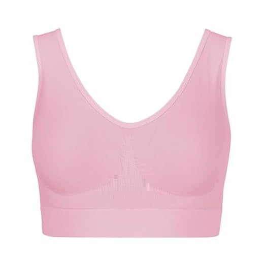 UnsichtBra Bustier Damen BH ohne Buegel | Wohlfühl Bustiers Top | Bügelloser Soft Bra | Schlaf Still Sport Bralette in vielen Farben (wellbra_sngl)(L, Rosa)