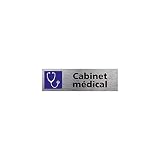 Pictogramme CABINET MEDICAL (Q0279). Signalisation Porte - 170 X 50 mm - Autocollant souple ou plaque alu brossé 2mm. - Adhésif aspect aluminium brossé - Adhésif aspect aluminium brossé -