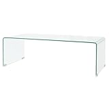 vidaXL Table Basse Table de Salon 98x45x30 cm Verre Trempé Transparent Maison