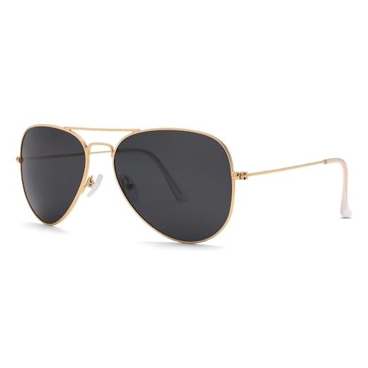 Pro Acme Aviator Sunglasses for Men Women Classic Polarized UV400 Protection (Gold Frame/Black Lens)
