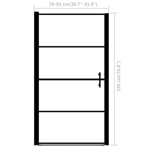 Mampara de ducha negra de cristal templado de 81x195 cm con marco de aluminio ajustable 6