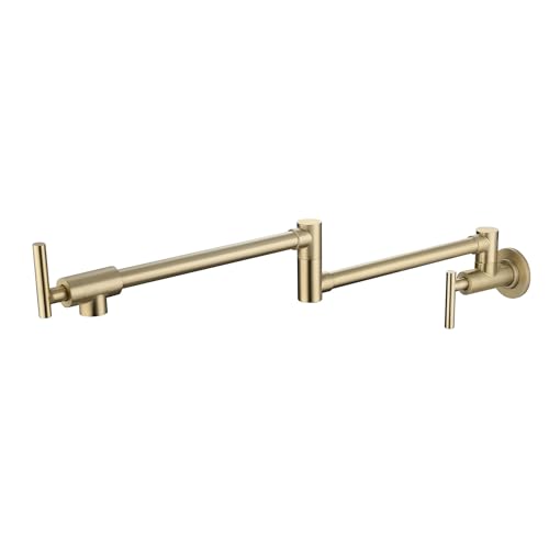 ANQECAJH Mejore la eficiencia de su Cocina con el Grifo de llenado de ollas de Pared de diseño de Doble manija con rotación de 360° y Acabado Negro Mate.