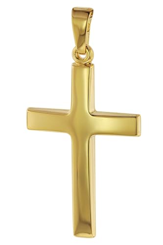 trendor Kreuz-Anhänger Gold 750 (18 Karat) 32 x 17 mm Damen und Herren Goldanhänger, Kreuzanhänger, Geschenkidee, eleganter Schmuck aus Echtgold 75095