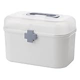 Deevoka White Large Empty First Aid Box for Family, Office, Travel – Portable Emergency Medical Kit Organizer with Handle, Detachable Holder, and Clear Storage Bin – 26.5x15.5x18cm