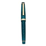 Jinhao 82 Fountain Pen - Acrylic Material Pen Barrel, Iridium Extra Fine Nib with Ink Converter Smooth Writing Pen Classic Design Transparent Peacock Blue (Gold Trim, EF)