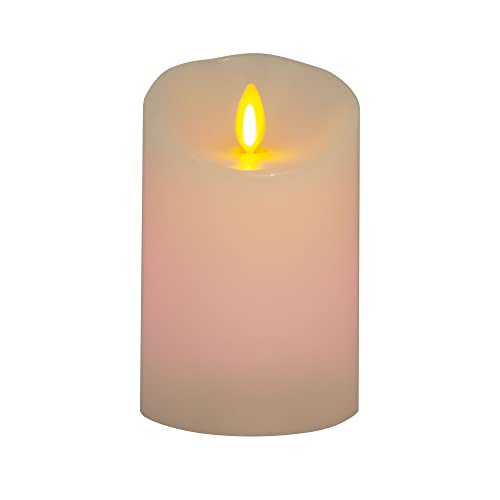 Luminara Flameless Color Changing LED Candle 3" x 4.5", Real Wax Moving Flame, Battery Operated with 18 Button Remote, Unscented Safe