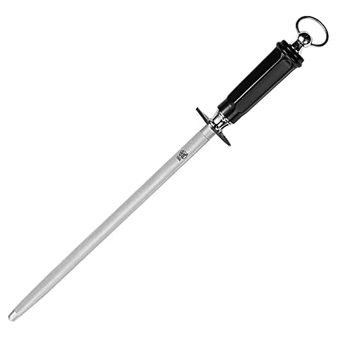 MITSUMOTO SAKARI 12 inch Japanese Diamond Honing Steel, Professional High Carbon Round Knife Sharpener Rod, Kitchen Knife Sharpeners for Chef Knives, Honing Knife Blades, Pruning Shears Cover