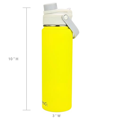 Image of Drinco Stainless Steel Water Bottle Spout Lid Vacuum Insulated Double Wall Water Bottle Wide Mouth Leak Proof Keep Cold Sport Camping Hiking (22oz Lemon)