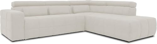 DOMO. collection Sofá esquinero Brandon con Respaldo en Forma de L, esquinero Acolchado, 275 x 228 x 98 cm, Color Beige, Otomana Derecha