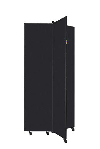 Screenflex Display Towers, Portable Wall Divider Boards for Art Show Partitions, Classroom Panels and Offices - 5'9”H x 3'1”W - 3 Panels - Charcoal Black Fabric