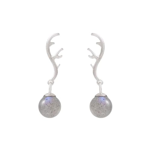 Boucles d'oreilles argent S925 anti-allergie perle Jade naturel gris