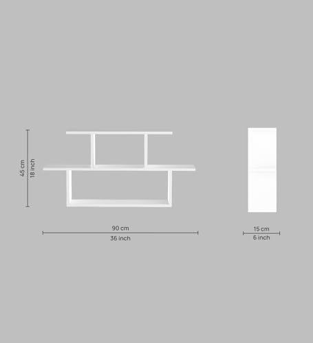 Image of Ethan Multipurpose Modular Wall Racks /Shelves /Organiser /Decor Particle Board Wall Shelf (Number of Shelves - 5, Beige, White)