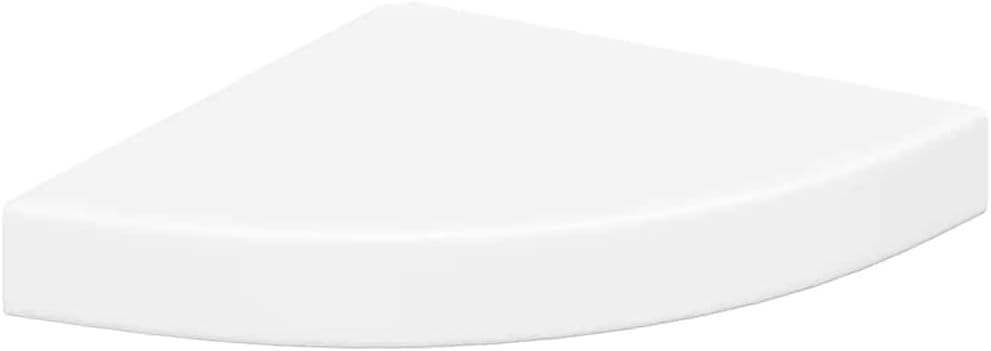 White Floating Corner Shelf Set of 2, Honeycomb MDF Wood, 9.8x9.8x1.5in Triangular Wall Shelves for Living Room, Bathroom, Bedroom Decor