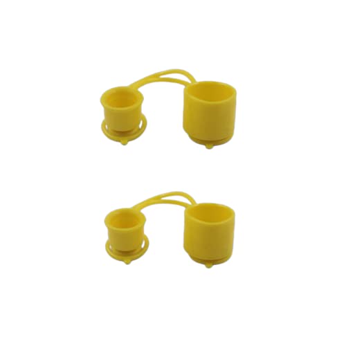 Image of Yellow Rubber Dust Caps /Plugs For 1 /2 Body Flat Face Hydraulic Bobcat Skid Steer Quick Couplers (2 Sets)