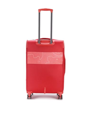 Image of Topo Celeb Medium Check-in Luggage - Sustainable Soft Polyester Travel Trolley Bag, 8-Wheel Spinner Suitcase with Shock Absorbing Lugs - Medium (Red)