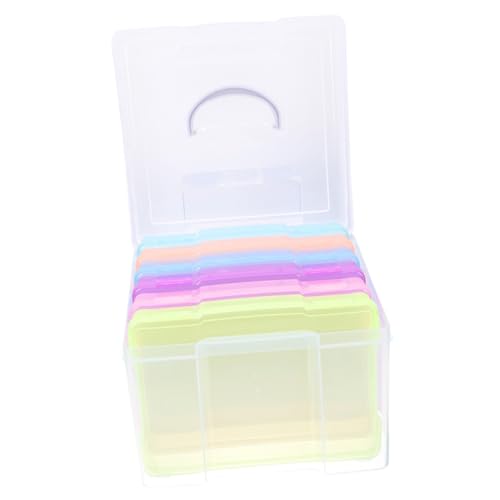 OSOLADY Photo Storage Case Compact 4x6 Picture Organizer Bin Lids Plastic for Desktop Craft and Office