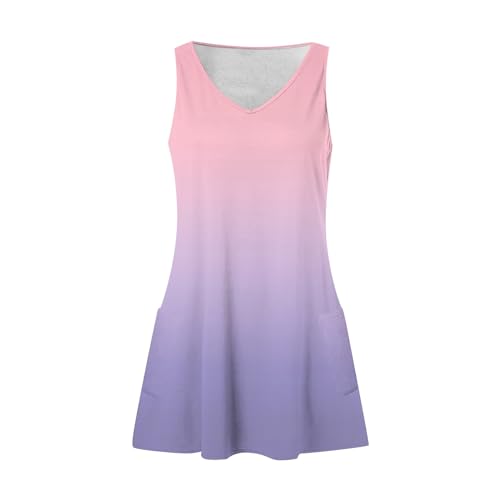 Image of Summer Dresses for Women 2026 Casual V Neck Sleeveless Sundresses Boho Beach Tank Dresses with Pockets