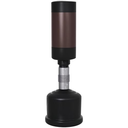 HOMCOM Sac de Frappe Debout 186 cm pour Adulte - Réglable en Hauteur - pour Partenaires de Boxe - Robuste - pour...