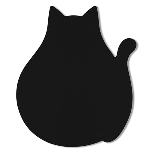 Hsxnam Funny Leather Mouse Pad Cute Cat Shape Office Desk Accessories Decor for Women Small Mousepad with Non-Slip Rubber Base Washable Waterproof, 9.7' x 8', Black
