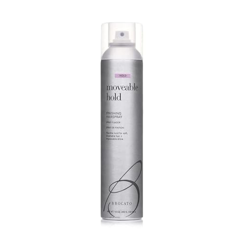 Brocato Moveable Hold Finishing Spray, 10 Fl Oz, 80% VOC | Flexible Hold For Soft, Brushable Hair + Impeccable Shine | Allows Control for Soft, Workable, & Weightless Hair