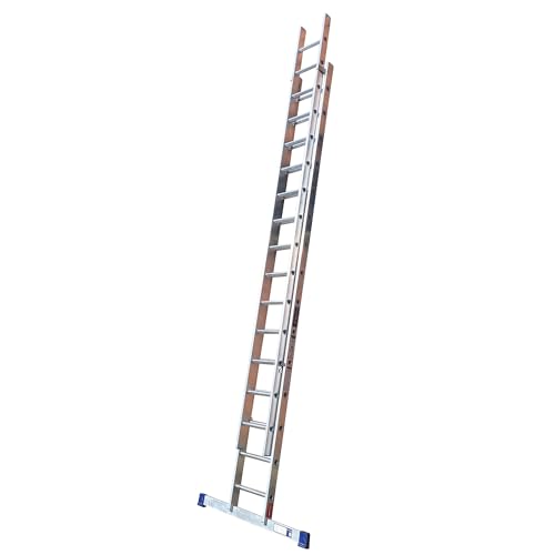 TB Davies TRADE Double Extension Ladder, 4.0 Meter / 13.12 Feet, Extends to 7.0 Meters / 22.96 Feet, Comfort D-Shaped Rungs, 3-Year Warranty, EN131 Professional