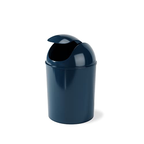 Image of Umbra Mini Waste Can, 1.25 Gallon with Swing Lid (Dark Blue)