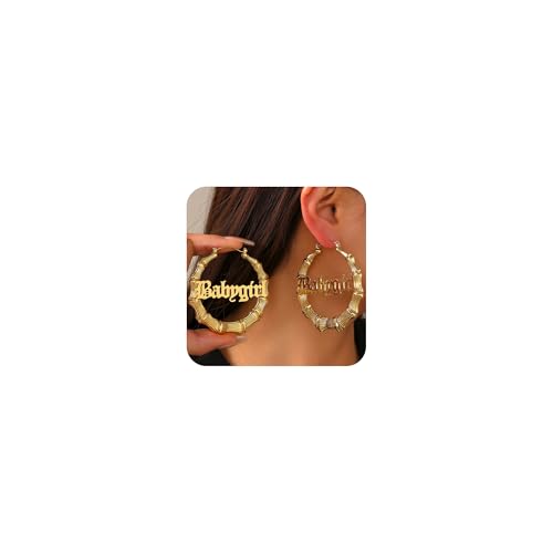 2 Pcs Gold Bamboo Hoop Earrings for Women – 80s 90s Style Door Knocker Hoops, Small to Large Sizes, Heart Shape, Ghetto Hip Hop Bamboo Gold Earrings, Trendy Accessories Jewelry Gifts