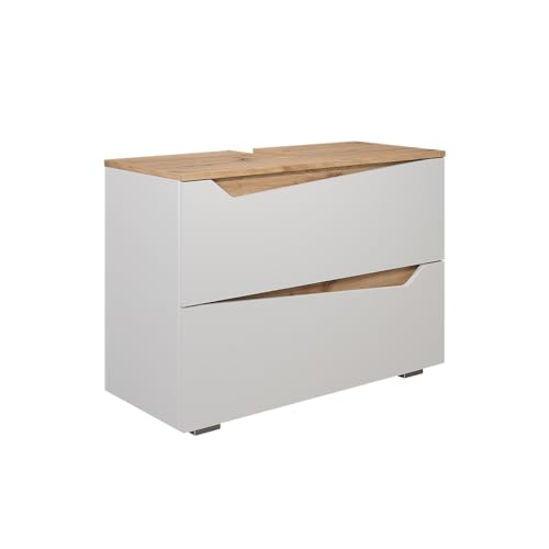 Vicco Waschbeckenunterschrank Marelle, Weiß/Artisan, 80 x 57.5 cm mit 2 Schubladen Vicco Waschbeckenunterschrank Marelle, Weiß/Artisan, 80 x 57.5 cm mit 2 Schubladen
