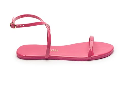 TKEES MJ Patent - Flats for Women - Rubber Outsole - Ankle Strap - Adjustable Buckle Detailing - Leather Upper Hot Pink 10 B - Medium4