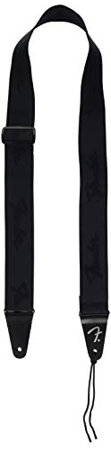 Fender WeightLess Sangle de guitare avec logo Noir/noir 5 cm - Les Beatles, Paul McCartney, John Lennon, RIngo Starr, George Harrison Fender WeightLess Sangle de guitare avec logo Noir/noir 5 cm